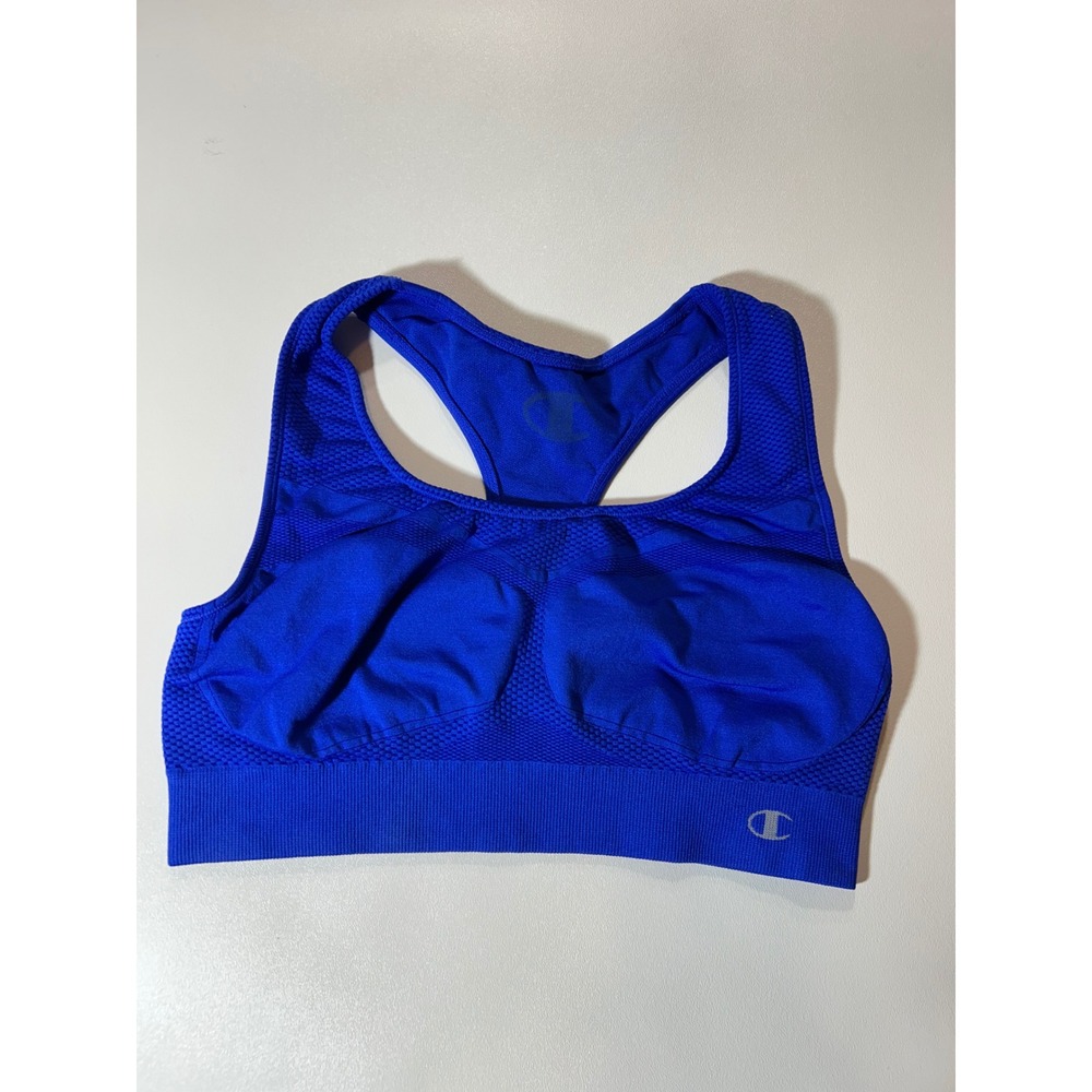 Champion Sports Bra Womens Large Blue Excellent Seamless Racerback Activewear